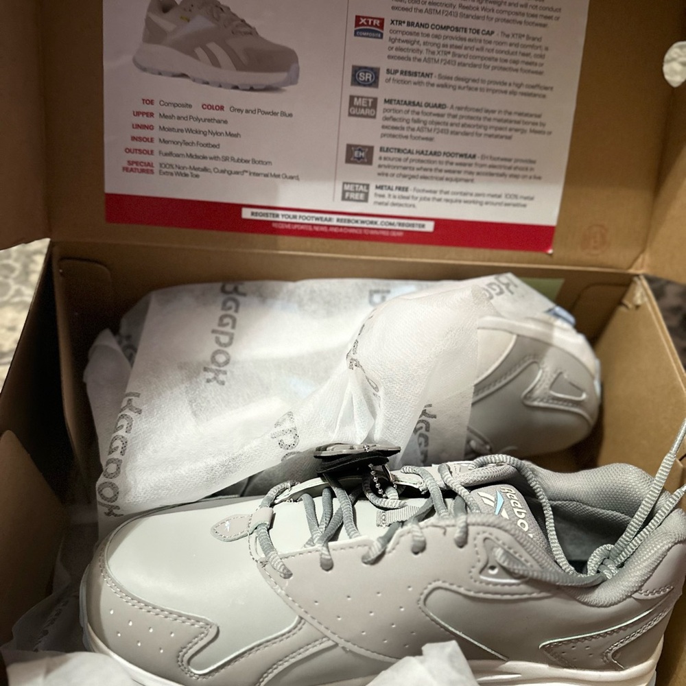 Reebok women’s Gray Sneakers alloy/steel toe work shoes